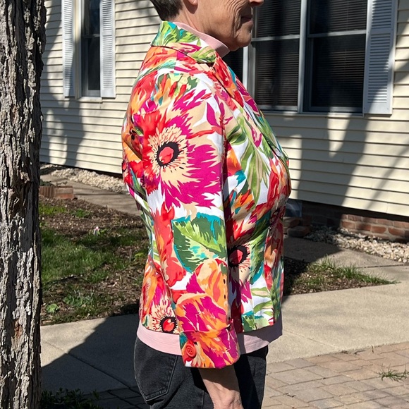 Bandolino Bright Floral 3/4 Sleeve One Button Blazer SZ 8! EUC! - Picture 8 of 16
